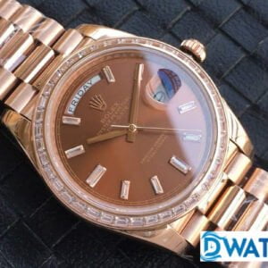ĐỒNG HỒ NAM ROLEX DAY-DATE DÂY KIM LOẠI ĐÍNH ĐÁ BAGUETTE FAKE 1:1 40MM 2 ĐỒNG HỒ ROLEX DAY-DATE NAM MÁY CƠ DÂY KIM LOẠI ĐÍNH ĐÁ BAGUETTE REPLICA 1:1 CAO CẤP 40MM