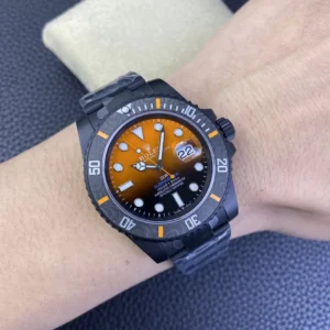 ROLEX SUBMARINER LUXURY FAKE WATCHES TITANIUM BEZEL ORANGE DIAL VS FACTORY 40MM 5 ĐỒNG HỒ NAM ROLEX SUBMARINER REP CAO CẤP MẶT SỐ ĐẶC BIỆT MÀU CAM 40MM