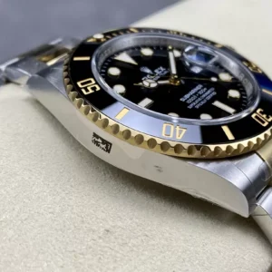 ROLEX SUBMARINER LUXURY FAKE WATCHES TWO TONE BLACK DIAL AND BEZEL GOLD PLATE CLEAN FACTORY 41MM 3 ĐỒNG HỒ NAM ROLEX SUBMARINER REPLICA CAO CẤP THÉP 904L MẠ VÀNG 41MM