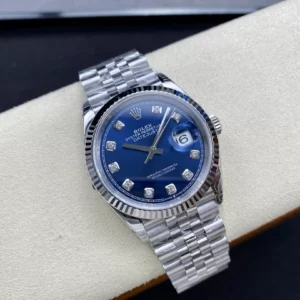 ROLEX DATEJUST BEST LUXURY REPLICA WATCHES BLUE DIAL RHINESTONE HOURS VS FACTORY 36MM 1 ĐỒNG HỒ NAM ROLEX DATEJUST REPLICA 1:1 MẶT SỐ XANH TRẺ TRUNG 36MM