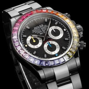 ĐỒNG HỒ NAM ROLEX DAYTONA REP 1:1 6 KIM BEZEL RAINBOW BLAKEN 40MM 3 ĐỒNG HỒ NAM ROLEX DAYTONA REP 1:1 6 KIM BEZEL ĐÍNH ĐÁ CAO CẤP 40MM