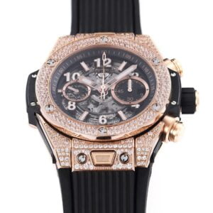 HUBLOT BIG BANG UNICO KING GOLD KNOCK OFF WATCHES RHINESTONE FULL CASE ROSE GOLD PLATE 45MM 1 ĐỒNG HỒ NAM HUBLOT BIGBANG REPLICA CAO CẤP ĐÍNH FULL ĐÁ VÀNG HỒNG 45MM