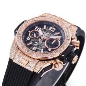 HUBLOT BIG BANG UNICO KING GOLD KNOCK OFF WATCHES RHINESTONE FULL CASE ROSE GOLD PLATE 45MM 2 ĐỒNG HỒ NAM HUBLOT BIGBANG REPLICA CAO CẤP ĐÍNH FULL ĐÁ VÀNG HỒNG 45MM