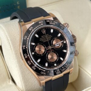 ĐỒNG HỒ NAM ROLEX DAYTONA REPLICA 1:1 BEZEL ĐEN VỎ VÀNG HỒNG BT 40MM 2 ĐỒNG HỒ NAM ROLEX DAYTONA REPLICA 1:1 BEZEL ĐEN VỎ VÀNG HỒNG 40MM