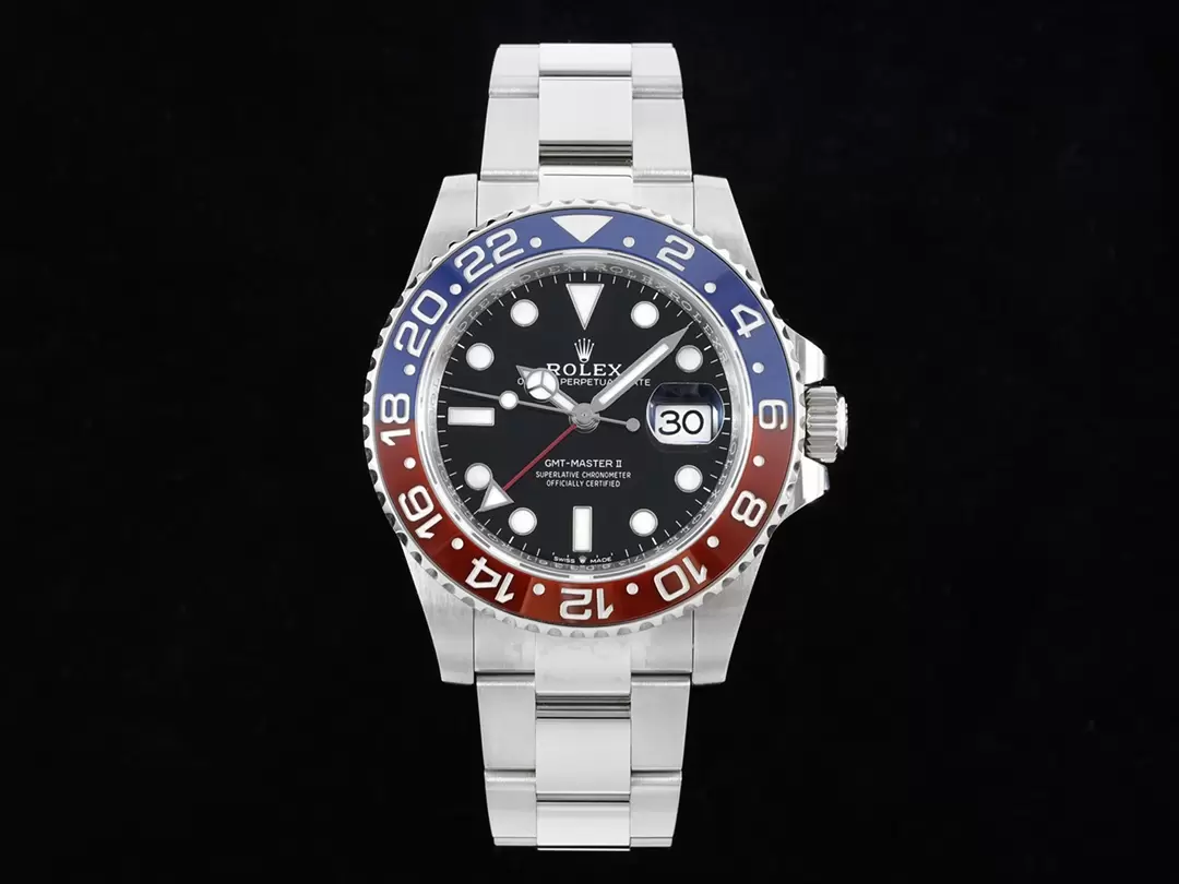 ĐỒNG HÔ NAM ROLEX GMT-MASTER II RAPLICA CAO CẤP VÒNG BEZEL ĐỎ XANH 40MM ĐỒNG HÔ NAM ROLEX GMT-MASTER II RAPLICA CAO CẤP VÒNG BEZEL ĐỎ XANH 40MM