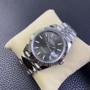 ROLEX DATEJUST HIGH END REPLICA WATCHES GREY DIAL INDEX HOURS CLEAN FACTORY 41MM 3 ĐỒNG HỒ ROLEX DATEJUST NAM DÂY KIM LOẠI CLEAN FACTORY REP 1:1 41MM