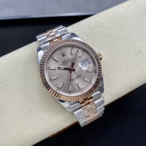 ROLEX DATEUST BEST COPIES WATCHES TWO TONE SUNDUST DIAL INDEX HOURS VS FACTORY 41MM 1 ĐỒNG HỒ NAM ROLEX DATEUST REPLICA 1:1 NIỀNG KHÍA GÓC CẠNH TINH XẢO 41MM