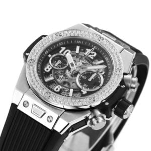 HUBLOT BIG BANG UNICO LUXURY FAKE WATCHES RHINESTONE BEZEL TITANIUM CHRONOGRAPH RUBBER STRAP 45MM 2 ĐỒNG HỒ NAM HUBLOT BIGBANG UNICO REPLICA CAO CẤP NIỀNG ĐÍNH 2 HÀNG ĐÁ 45MM