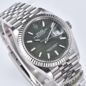 ROLEX DATEJUST REPLICA WATCHES GREEN PALM LEAF DIAL INDEX HOURS CLEAN FACTORY 36MM 1 ĐỒNG HỒ NAM ROLEX DATEJUST REPLICA MẶT SỐ THIẾT KẾ IN HÌNH LÁ 36MM