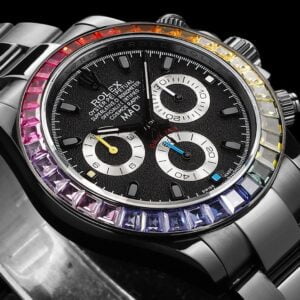 ĐỒNG HỒ NAM ROLEX DAYTONA REP 1:1 6 KIM BEZEL RAINBOW BLAKEN 40MM 2 ĐỒNG HỒ NAM ROLEX DAYTONA REP 1:1 6 KIM BEZEL ĐÍNH ĐÁ CAO CẤP 40MM