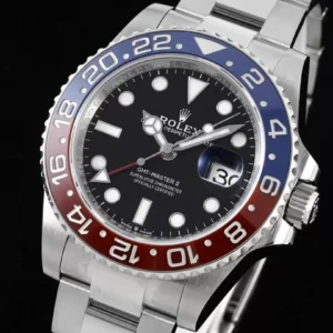 ROLEX GMT-MASTER II PEPSI BEZEL GOOD IMITATION WATCHES 40MM 2 ĐỒNG HÔ NAM ROLEX GMT-MASTER II RAPLICA CAO CẤP VÒNG BEZEL ĐỎ XANH 40MM