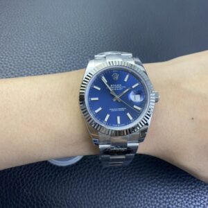 ROLEX DATEJUST BEST REPLICA WATCHES BLUE DIAL INDEX HOURS CLEAN FACTORY 41MM 7 ĐỒNG HỒ ROLEX DATEJUST CƠ NAM MẶT XANH CLEAN FACTORY REP 1:1 41MM