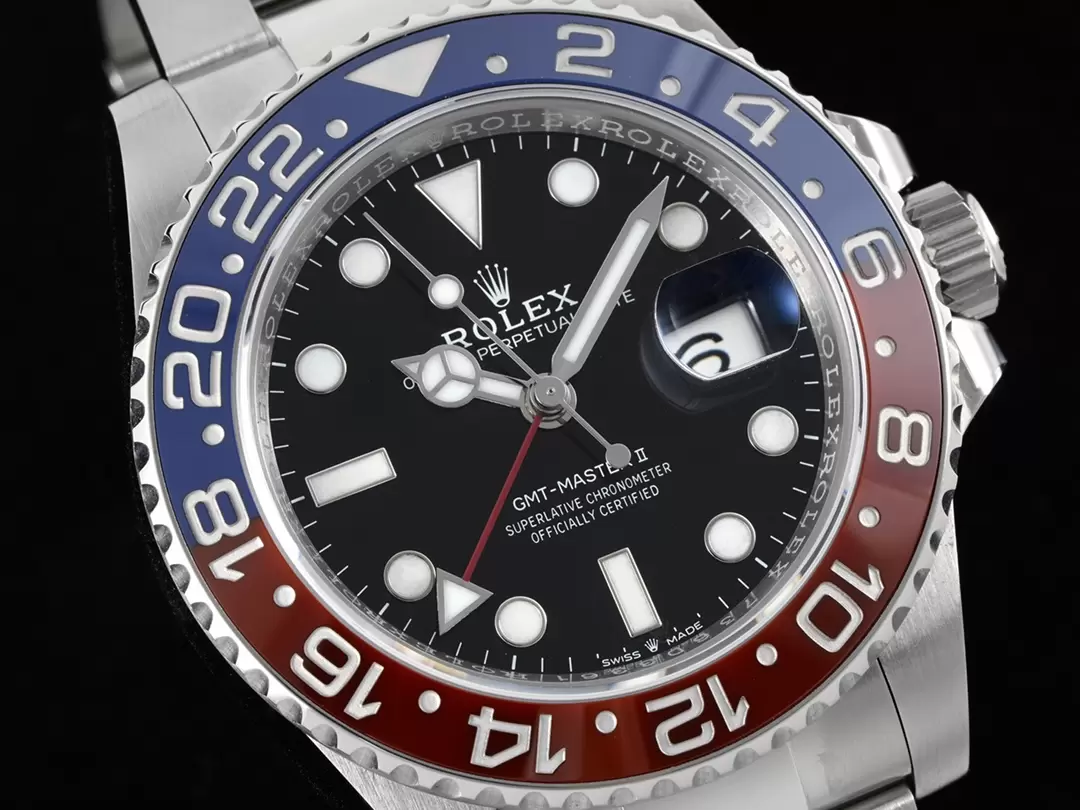 ĐỒNG HÔ NAM ROLEX GMT-MASTER II RAPLICA CAO CẤP VÒNG BEZEL ĐỎ XANH 40MM ĐỒNG HÔ NAM ROLEX GMT-MASTER II RAPLICA CAO CẤP VÒNG BEZEL ĐỎ XANH 40MM