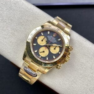 ĐỒNG HỒ NAM ROLEX DAYTONA REPLICA MẶT SỐ ĐEN BEZEL MÀU VÀNG BTF 40MM 1 ĐỒNG HỒ NAM ROLEX DAYTONA REPLICA MẶT SỐ ĐEN BEZEL MÀU VÀNG 40MM
