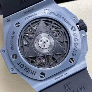 HUBLOT BIG BANG SANG BLEU REPLICA WATCHES GREY CERAMIC RUBBER STRAP 45MM 4 ĐỒNG HỒ NAM HUBLOT BIGBANG REPLICA CAO CẤP LỘ CƠ 5 KIM CAO CẤP 45MM