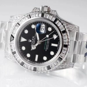 ĐỒNG HỒ NAM ROLEX GMT-MASTER ll REPLICA CAO CẤP MẶT SỐ ĐEN ĐÍNH ĐÁ 40MM 1 ĐỒNG HỒ NAM ROLEX GMT-MASTER ll REPLICA CAO CẤP MẶT SỐ ĐEN ĐÍNH ĐÁ 40MM