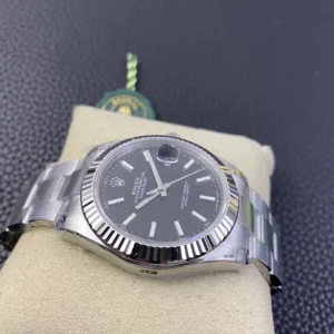 ROLEX DATEUST BEST COPIES WATCHES BLACK DIAL INDEX HOURS VS FACTORY 41MM 2 ĐỒNG HỒ NAM ROLEX DATEUST REPLICA CAO CẤP MẶT SỐ ĐEN 3 KIM DẠ QUANG 41MM