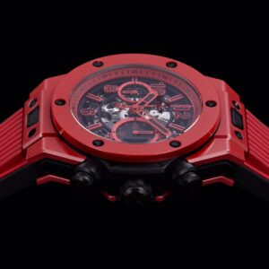 HUBLOT BIG BANG UNICO LUXURY REPLICA WATCHES RED CERAMIC RUBBER STRAP 45MM 2 ĐỒNG HỒ NAM HUBLOT BIGBANG REPLICA CAO CẤP HAI MÀU ĐỎ ĐEN CÁ TÍNH 45MM
