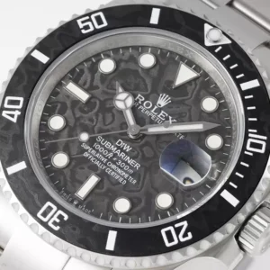 ROLEX SUBMARINER GOOD IMITATION WATCHES BLACK DIAL CARBON DIAL DIW FACTORY 40MM 1 ĐỒNG HỒ NAM ROLEX SUBMARINER REPLICA 1:1 BEZEL THIẾT KẾ CARBON 40MM