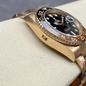 ROLEX GMT-MASTER II COPIES WATCHES ROOT BEER BENZEL ROSE GOLD PLATE CLEAN FACTORY 40MM 3 ĐỒNG HỒ NAM ROLEX GMT-MASTER II REP CAO CẤP MẶT SỐ ĐEN VỎ VÀNG HỒNG 40MM