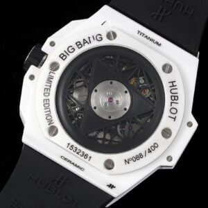 HUBLOT BIG BANG SANG BLEU KNOCK OFF WATCHES WHITE CERAMIC RUBBER STRAP 45MM 3 ĐỒNG HỒ NAM HUBLOT BIGBANG REPLICA 1:1 KẾT HỢP 2 MÀU ĐEN TRẮNG 45MM