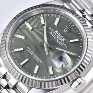 ROLEX DATEJUST REPLICA WATCHES GREEN PALM LEAF DIAL INDEX HOURS CLEAN FACTORY 36MM 3 ĐỒNG HỒ NAM ROLEX DATEJUST REPLICA MẶT SỐ THIẾT KẾ IN HÌNH LÁ 36MM