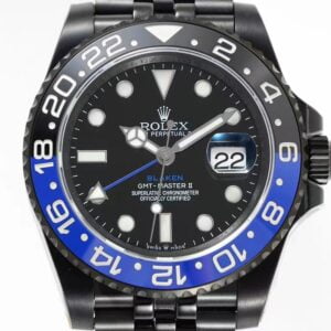 ĐỒNG HỒ NAM ROLEX BLAKEN GMT-MASTER ll REP CAO CẤP BEZEL BATMAN GSF 40MM 1 ĐỒNG HỒ NAM ROLEX BLAKEN GMT-MASTER ll REP CAO CẤP BEZEL HAI MẦU 40MM