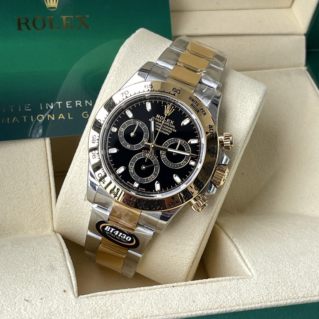 ĐỒNG HỒ NAM ROLEX DAYTONA REPLICA 1:1 MẶT SỐ ĐEN BEZEL VÀNG 40MM ĐỒNG HỒ NAM ROLEX DAYTONA REPLICA 1:1 MẶT SỐ ĐEN BEZEL VÀNG 40MM
