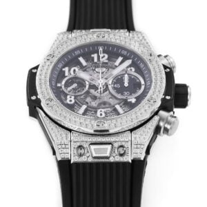 HUBLOT BIG BANG UNICO GOOD IMITATION WATCHES RHINESTONE FULL CASE RUBBER STRAP CHRONOGRAPH 45MM 1 ĐỒNG HỒ NAM HUBLOT BIGBANG REPLICA 1:1 DÂY CAO SU ĐÍNH FULL ĐÁ 45MM
