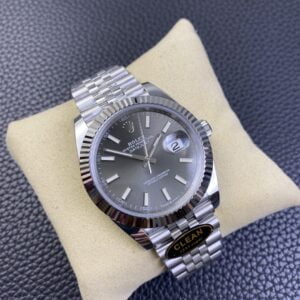 ROLEX DATEJUST HIGH END REPLICA WATCHES GREY DIAL INDEX HOURS CLEAN FACTORY 41MM 2 ĐỒNG HỒ ROLEX DATEJUST NAM DÂY KIM LOẠI CLEAN FACTORY REP 1:1 41MM