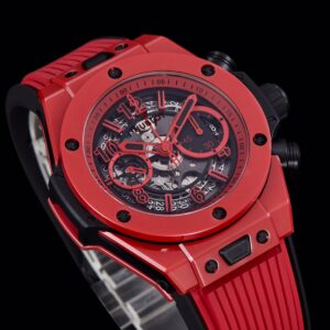 HUBLOT BIG BANG UNICO LUXURY REPLICA WATCHES RED CERAMIC RUBBER STRAP 45MM 3 ĐỒNG HỒ NAM HUBLOT BIGBANG REPLICA CAO CẤP HAI MÀU ĐỎ ĐEN CÁ TÍNH 45MM