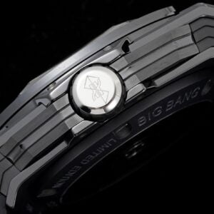 HUBLOT BIG BANG SANG BLEU GOOD IMITATION WATCHES BLACK CERAMIC RUBBER STRAP 45MM 2 ĐỒNG HỒ NAM HUBLOT BIGBANG REPLICA CAO CÁP THIẾT KẾ 5 KIM VÀNG HỒNG 45MM