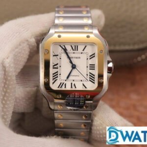 CARTIER SANTOS W2SA0007 COPIES WATCHES TWO TONE GOLD PLATE CASE BV FACTORY 35MM 1 ĐỒNG HỒ NAM CARTIER SANTOS W2SA0007 REPLICA CAO CẤP NHÀ MÁY BV FACTORY 35MM