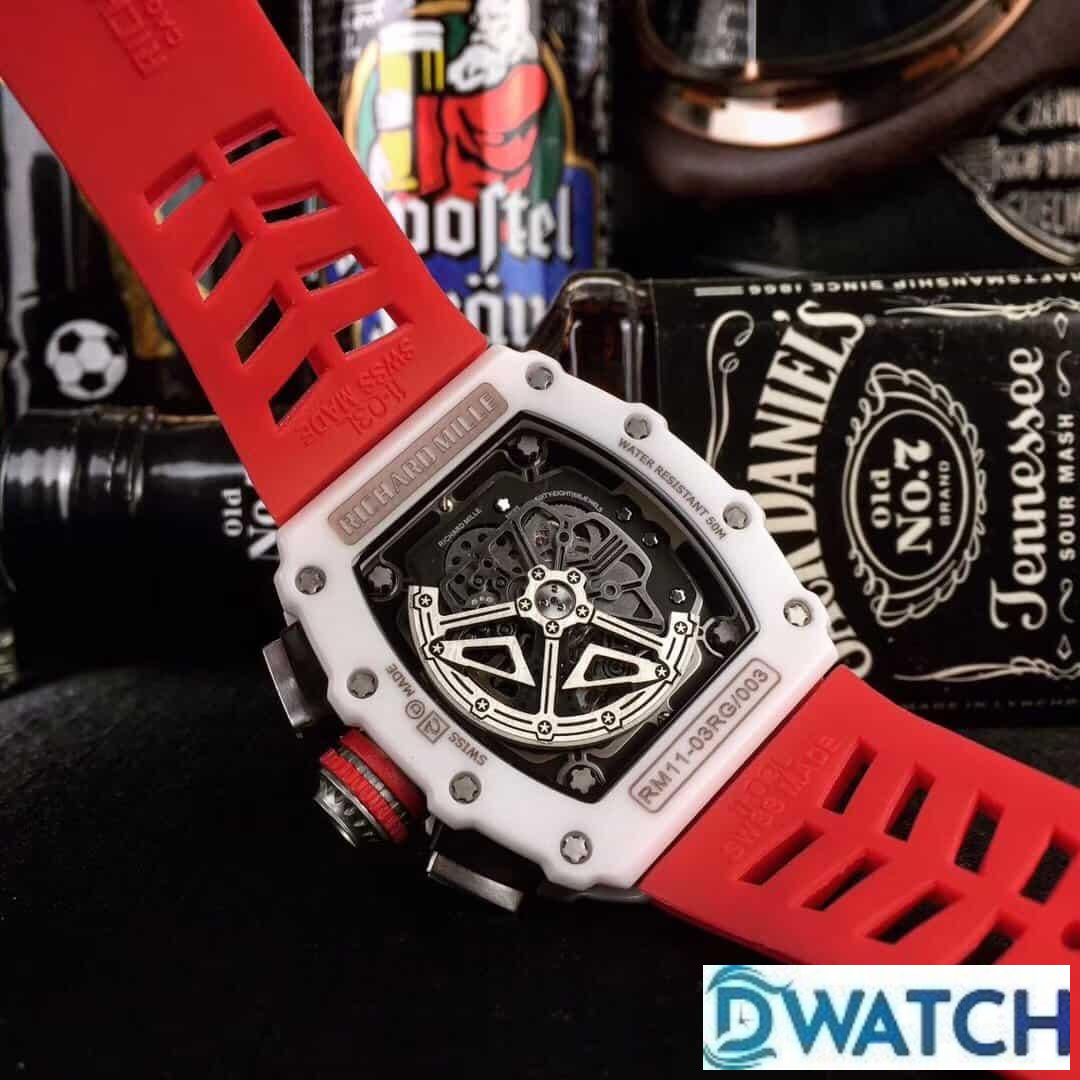ĐỒNG HỒ NAM RICHARD MILLE RM11-03 SUPER FAKE VIỀN TRẮNG DÂY ĐEO ĐỎ 40MM ĐỒNG HỒ NAM RICHARD MILLE RM11-03 SUPER FAKE VIỀN TRẮNG DÂY ĐEO ĐỎ 40MM