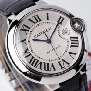CARTIER BALLON BLEU WSBB0026 BEST COPIES WATCHES LEATHER STRAP WHITE DIAL AF FACTORY 42MM 1 ĐỒNG HỒ NAM CARTIER BALLON BLEU WSBB0026 FAKE CAO CẤP NHÀ MÁY AF DÂY DA 42MM