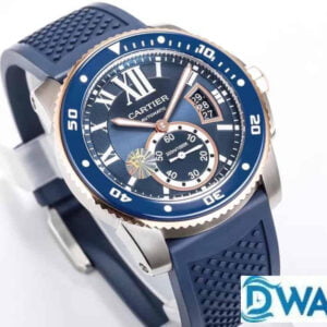 CARTIER CALIBER DE CARTIER W2CA0009 COPIES WATCHES BLUE DIAL RUBBER STRAP F5 FACTORY 42MM 5 ĐỒNG HỒ NAM CARTIER CALIBER DE CARTIER W2CA0009 FAKE CAO CẤP NHÀ MÁY F5 3 KIM 42MM