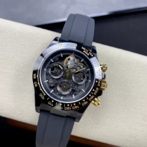 ĐỒNG HỒ NAM ROLEX DAYTONA REPLICA 1:1 NHÀ MÁY GET MÀU ĐEN 40MM 1 ĐỒNG HỒ NAM ROLEX DAYTONA REPLICA 1:1 NHÀ MÁY GET DÂY ĐEO CAO SU 40MM