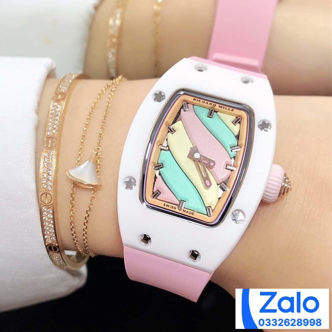 ĐỒNG HỒ NỮ RICHARD MILLE RM007-01 FAKE CAO CẤP VỎ TRẮNG DÂY HỒNG 36MM ĐỒNG HỒ NỮ RICHARD MILLE RM007-01 FAKE CAO CẤP VỎ TRẮNG DÂY HỒNG 36MM