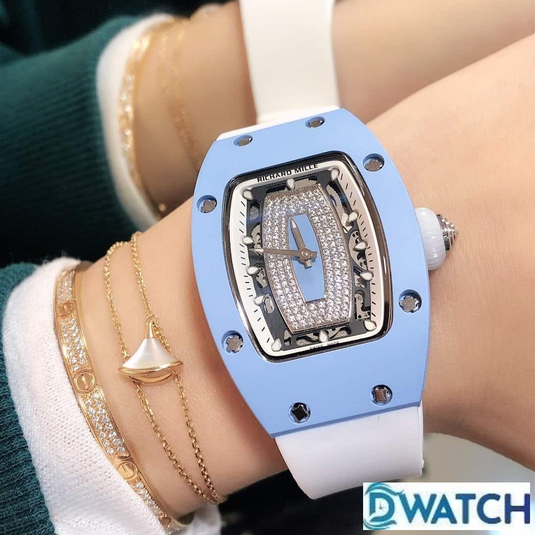 ĐỒNG HỒ NỮ RICHARD MILLE RM007-01 FAKE CAO CẤP MẶT XANH ĐÍNH ĐÁ 31MM ĐỒNG HỒ NỮ RICHARD MILLE RM007-01 FAKE CAO CẤP MẶT XANH ĐÍNH ĐÁ 31MM