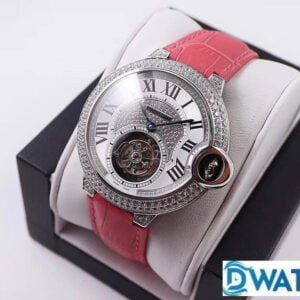 CARTIER BALLON BLUE HPI00716 REPLICA WATCHES RHINESTONE CASE RED LEATHER STRAP BBR FACTORY 39MM 2 ĐỒNG HỒ NỮ CARTIER BALLON BLUE HPI00716 REPLICA CAO CẤP NHÀ MÁY BBR 39MM