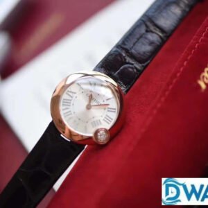 CARTIER BALLON BLANC DE CARTIER WGBL0008 COPIES WATCHES ROSE GOLD CASE BLACK LEATHER STRAP 30MM 3 ĐỒNG HỒ NỮ CARTIER BALLON BLANC DE CARTIER WGBL0008 SUPER FAKE 30MM