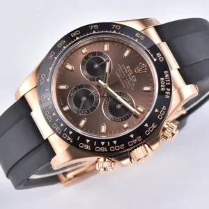 ROLEX DAYTONA BEST COPIES WATCHES CHOCOLATE DIAL INDEX HOURS RUBBER STRAP CLEAN FACTORY 40MM 2 ĐỒNG HỒ NAM ROLEX DAYTONA LEAN FACTORY REPLICA CAO CẤP PHỦ DẠ QUANG 40MM