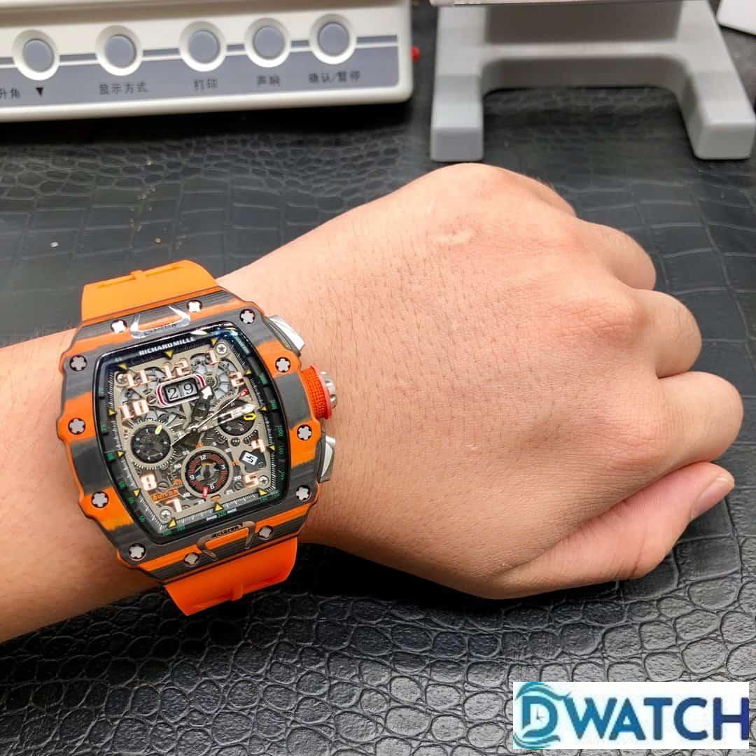 ĐỒNG HỒ NAM RICHARD MILLE RM11-03 FAKE 11 VỎ CARBON MÀU CAM NỎI BẬT 40MM ĐỒNG HỒ NAM RICHARD MILLE RM11-03 FAKE 11 VỎ CARBON MÀU CAM NỎI BẬT 40MM