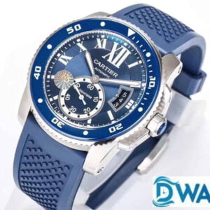 CARTIER CALIBER DE CARTIER WSCA0010 REPLICA WATCHES BLUE DIAL STAINLESS STEEL RUBBER STRAP F5 FACTORY 42MM 1 ĐỒNG HỒ NAM CARTIER CALIBER DE CARTIER W7100056 FAKE 1:1 NHÀ MÁY F5 MÀU XANH 42MM