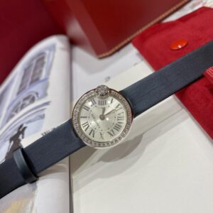 CARTIER BALLON BLANC W4BL0002 REPLICA WATCHES RHINESTONE LEATHER STRAP DR FACTORY 26MM 2 ĐỒNG HỒ NỮ CARTIER BALLON BLANC W4BL0002 FAKE 1:1 NHÀ MÁY DR DÂY DA 26MM