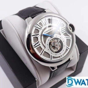 CARTIER BALLON BLUE W6920021 COPIES WATCHES STAINLESS STEEL BLACK LEATHER STRAP BBR TOURBILLON 46MM 3 ĐỒNG HỒ NAM CARTIER BALLON BLUE W6920021 REPLICA NHÀ MÁY BBR TOURBILLON 46MM
