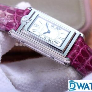 ĐỒNG HỒ NỮ CARTIER TANK BASCULANTE FAKE 1:1 NHÀ MÁY AW DÂY DA TÍM 31MM 1 ĐỒNG HỒ NỮ CARTIER TANK BASCULANTE FAKE 1:1 NHÀ MÁY AW DÂY DA TÍM 31MM