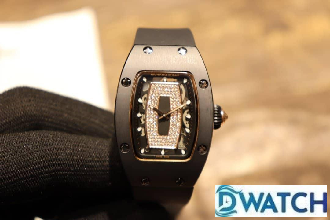 ĐỒNG HỒ NỮ RICHARD MILLE RM007-01 SUPER FAKE MẶT ĐEN ĐÍNH ĐÁ 31MM ĐỒNG HỒ NỮ RICHARD MILLE RM007-01 SUPER FAKE MẶT ĐEN ĐÍNH ĐÁ 31MM