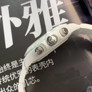 ROLEX DAYTONA IMITATION WATCHES BLUE PASTEL DIAL INDEX HOURS WHITE CERAMIC AET FACTORY 40MM 2 ĐỒNG HỒ NAM ROLEX DAYTONA REPLICA CAO CẤP NHÀ MÁY AET MẶT SỐ XANH GREEN 40MM