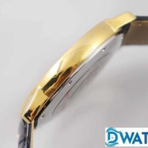 CARTIER RONDE LOUIS W6700455 COPIES WATCHES GOLD CASE BLACK LEATHER STRAP K11 FACTORY 36MM 3 ĐỒNG HỒ NAM CARTIER RONDE LOUIS W6700455 FAKE CAO CẤP NHÀ MÁY K11 GOLD 36MM